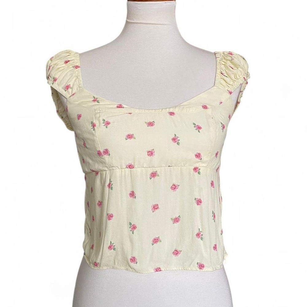 Princess Polly yellow bustier floral crop top
